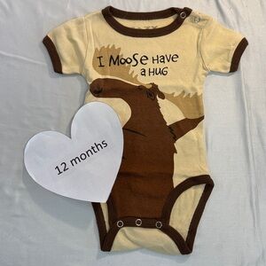 Lazy One - Moose Print Kids Short Sleeve One Piece - Brown and Cream Onesie Top